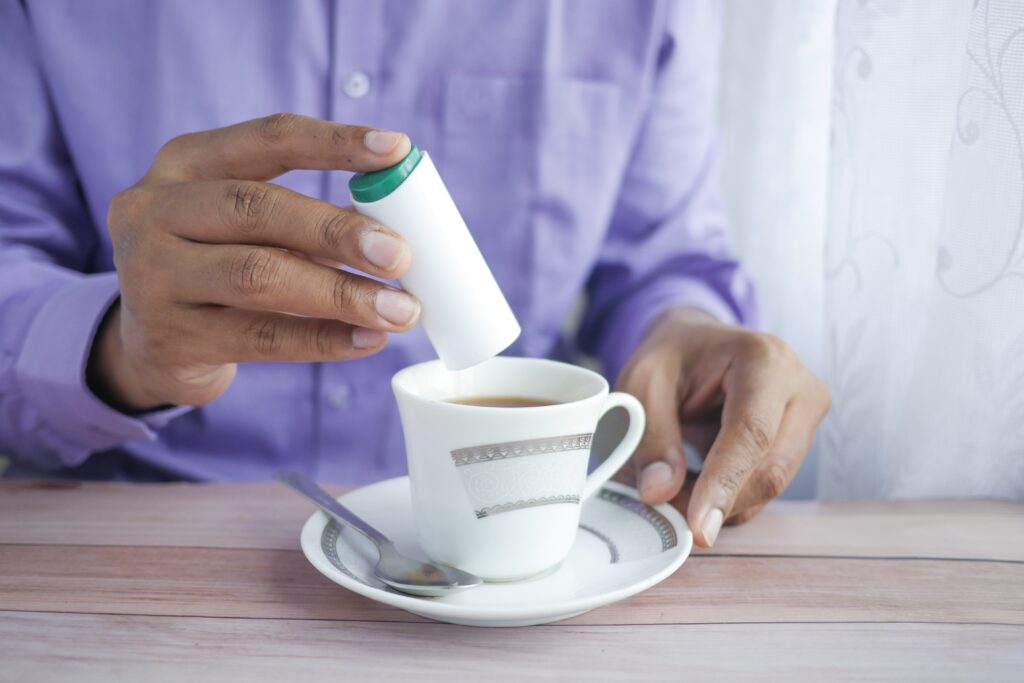 type 2 diabetes- a man put sugar-free tablet in tea